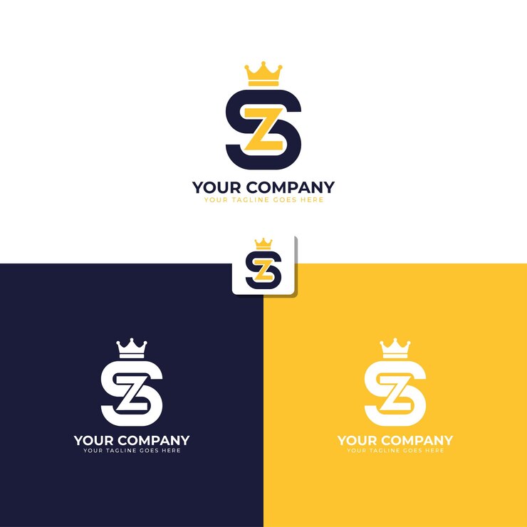 Vector plantilla de diseño del logotipo de la letra sz o zs monograma con icono de corona