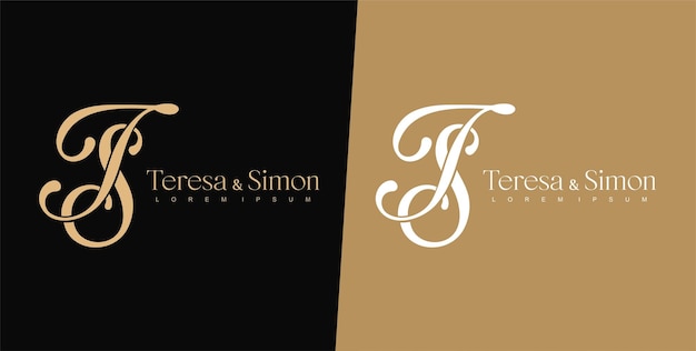 Plantilla de diseño de logotipo de letra T y S logotipo de boda logotipo de tipografía