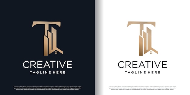 Plantilla de diseño de logotipo de letra t con vector premium de concepto de construcción