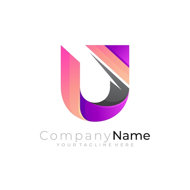 Plantilla de diseño de logotipo de letra U simple estilo moderno