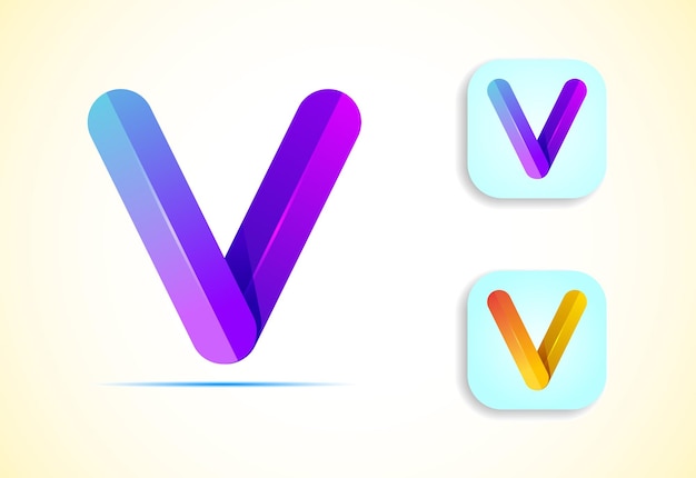 Plantilla de diseño de logotipo de letra V de origami abstracto Icono de aplicación de estilo plano Ilustración vectorial