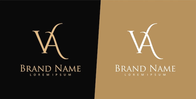 Plantilla de diseño de logotipo de letra V y A