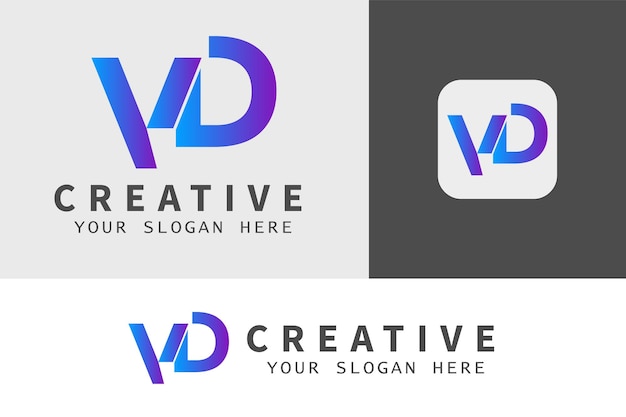 Vector plantilla de diseño de logotipo de letra vd degradado