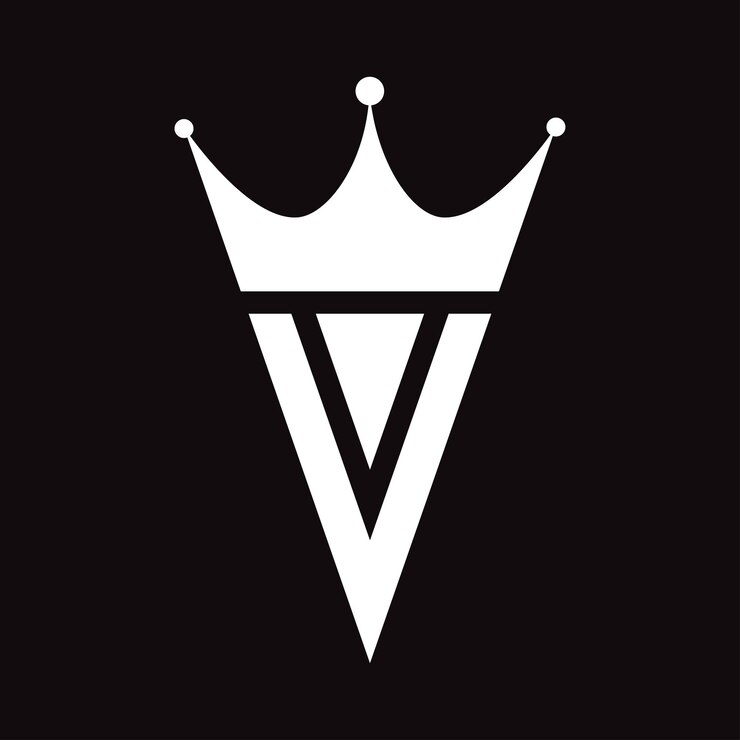 Vector plantilla de diseño del logotipo de la letra vector crown v