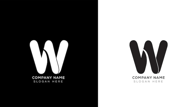 Plantilla de diseño de logotipo de letra w degradada creativa con blanco y negro
