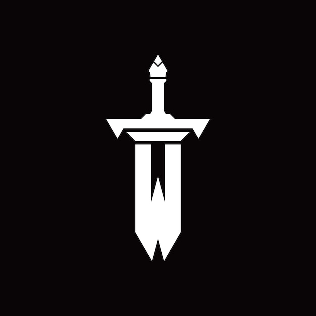 plantilla de diseño del logotipo de la letra W espada