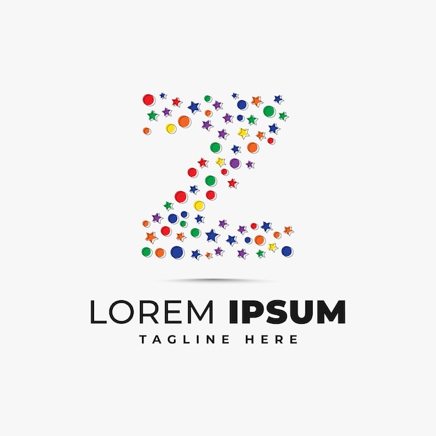 plantilla de diseño de logotipo de la letra z con círculo colorido y vector de estrella