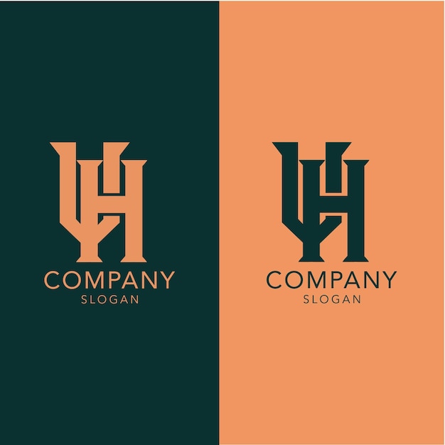 plantilla de diseño de logotipo de letras uh corporativas únicas y modernas
