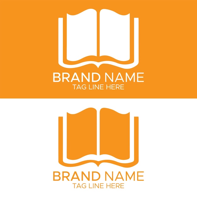 Plantilla de diseño de logotipo de libro naranja y blanco