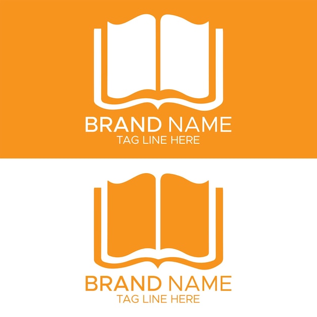 Plantilla de diseño de logotipo de libro naranja y blanco