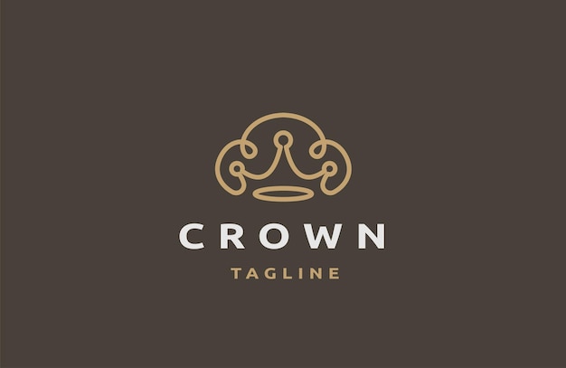 plantilla de diseño de logotipo de línea de corona de lujo