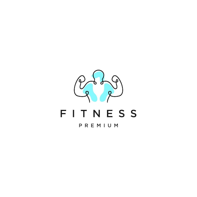 Plantilla de diseño de logotipo de línea de personas de fitness