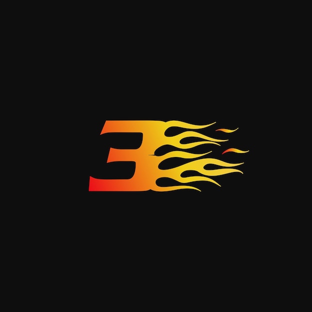 Plantilla de diseño de logotipo de llama ardiente número 3