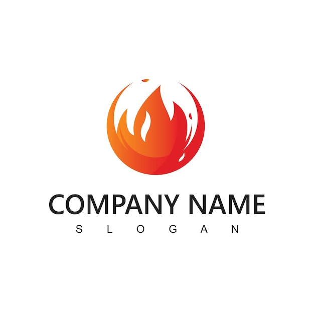 Plantilla de diseño de logotipo de llama de fuego Círculo creativo Quemar icono de concepto de logotipo de fuego