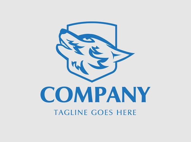 plantilla de diseño de logotipo de lobo y escudo creativo