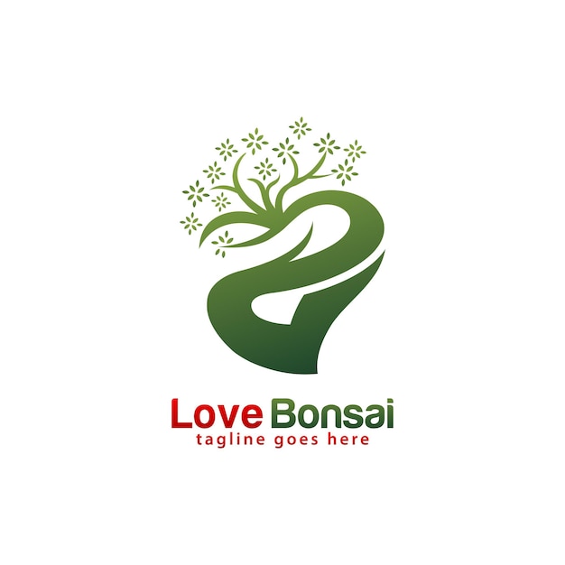 Plantilla de diseño del logotipo de love bonsai