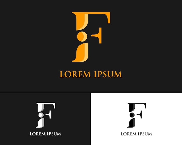 Plantilla de diseño de logotipo de lujo de letra F iF Fi