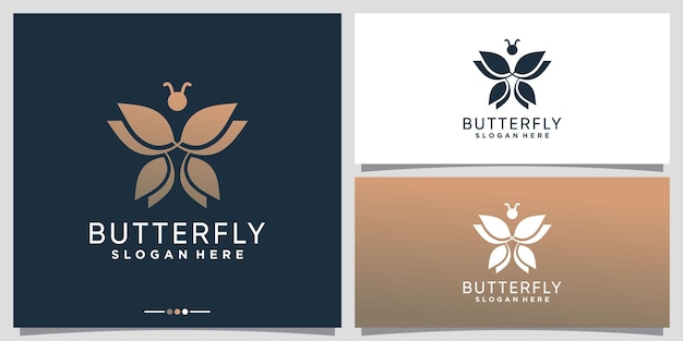 Plantilla de diseño de logotipo de mariposa simple y elegante con concepto creativo vector premium