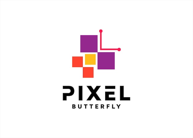 plantilla de diseño de logotipo de mariposa tecnología moderna