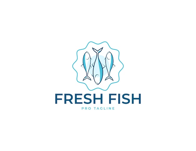 Plantilla de diseño de logotipo de mariscos de atún fresco