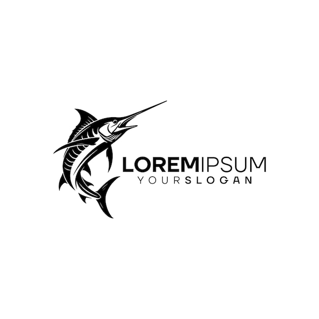 plantilla de diseño de logotipo de Marlin Fish Vector