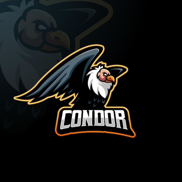 Plantilla de diseño de logotipo de mascota de juego de deportes electrónicos condor