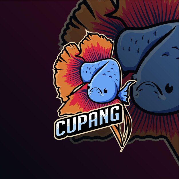 Plantilla de diseño de logotipo de mascota de pez cupang