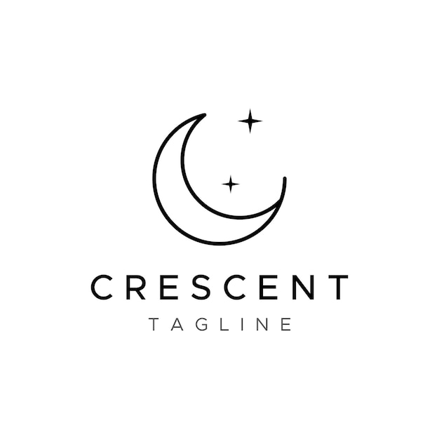 Plantilla de diseño de logotipo media luna y estrella con concepto moderno aislado en el fondo