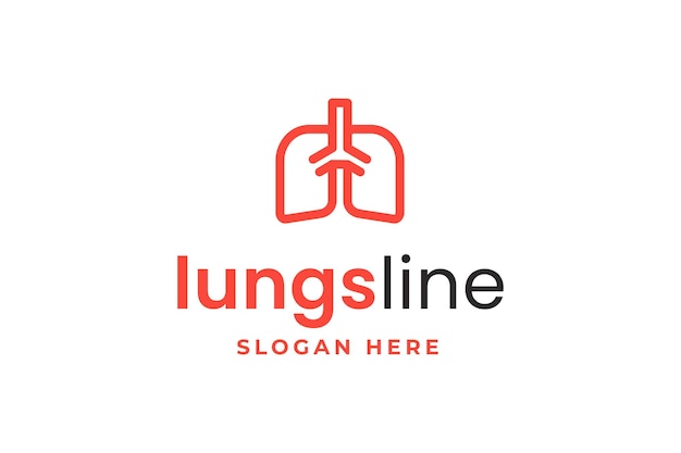 plantilla de diseño de logotipo médico de pulmones de arte lineal