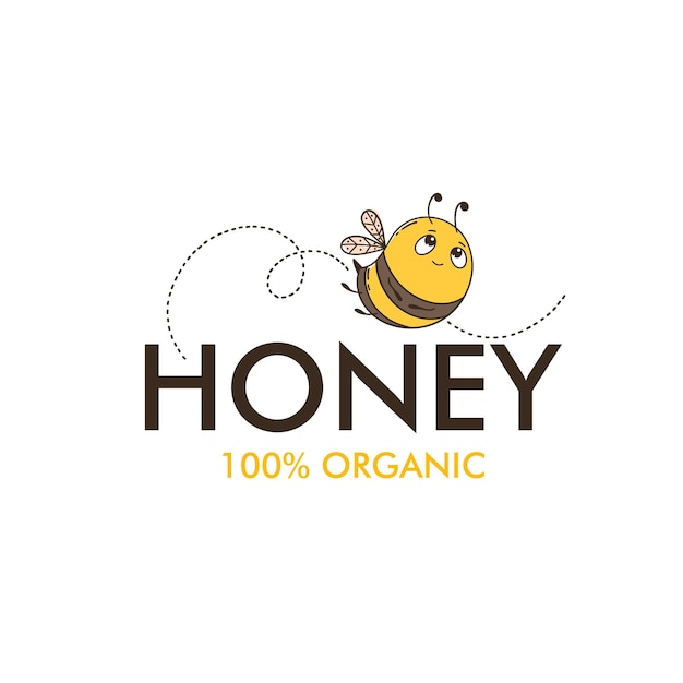 Plantilla de diseño de logotipo de miel de abeja estilo lineal