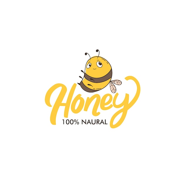 Plantilla de diseño de logotipo de miel de abeja Ilustración de vector de estilo lineal
