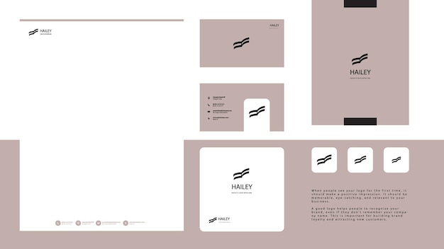 Plantilla de diseño de logotipo minimalista con idea de nombre comercial de marca y papelería