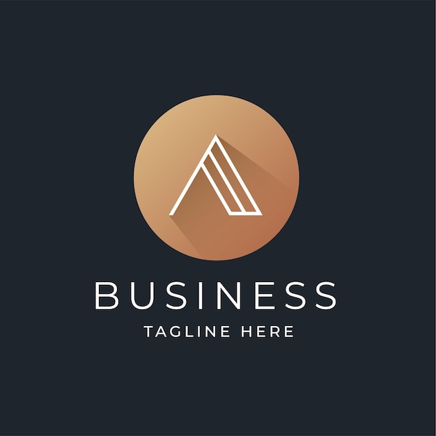 Plantilla de diseño de logotipo minimalista letra A con estilo de forma de círculo