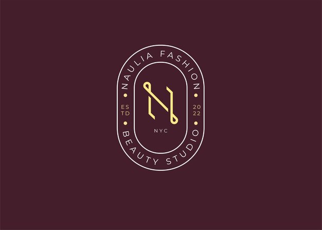 Plantilla de diseño de logotipo minimalista letra inicial N, estilo vintage s