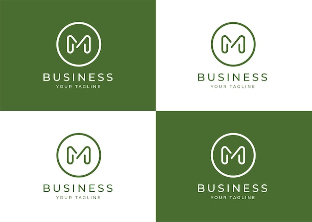 Plantilla de diseño de logotipo minimalista letra M con forma de círculo