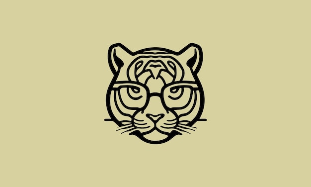 Plantilla de diseño de logotipo minimalista simple de una línea de tigre geek lindo