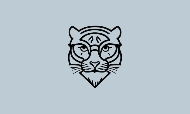 Plantilla de diseño de logotipo minimalista simple de una línea de tigre geek lindo