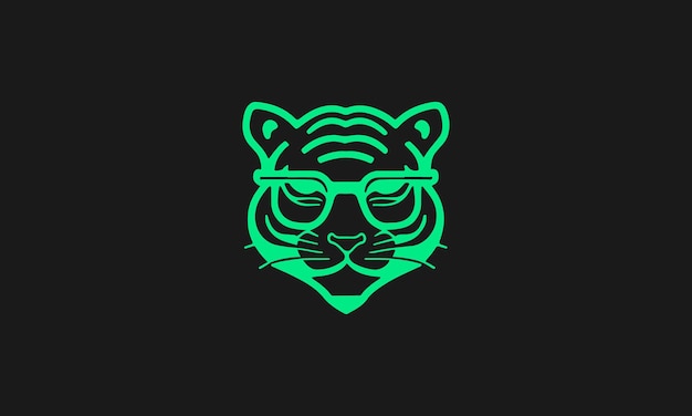 Plantilla de diseño de logotipo minimalista simple de una línea de tigre geek lindo