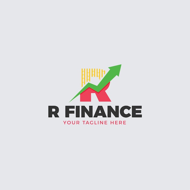 Vector plantilla de diseño de logotipo mínimo de gráfico plano multicolor de r finance logo