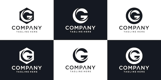 Plantilla de diseño de logotipo mínimo letra g inicial abstracta