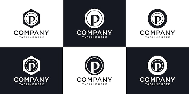 Plantilla de diseño de logotipo mínimo letra inicial abstracta P