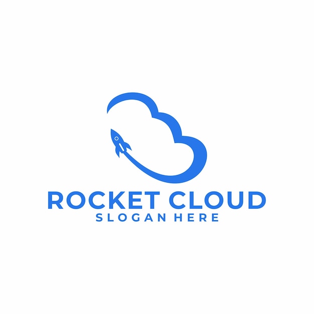 La plantilla de diseño del logotipo de Modern Blue Rocket Cloud