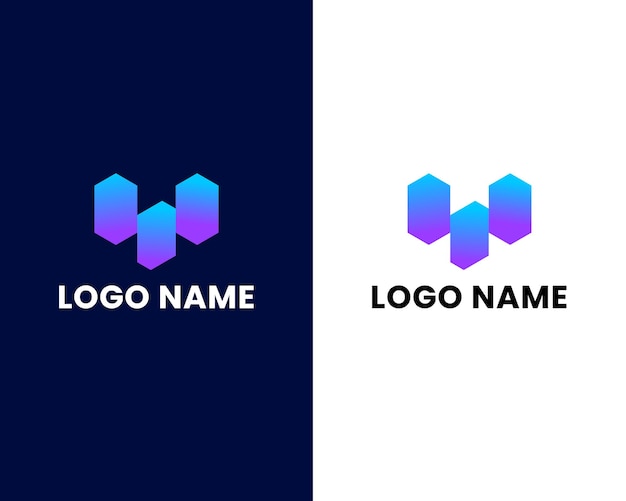 Plantilla de diseño de logotipo moderno colorido creativo letra w