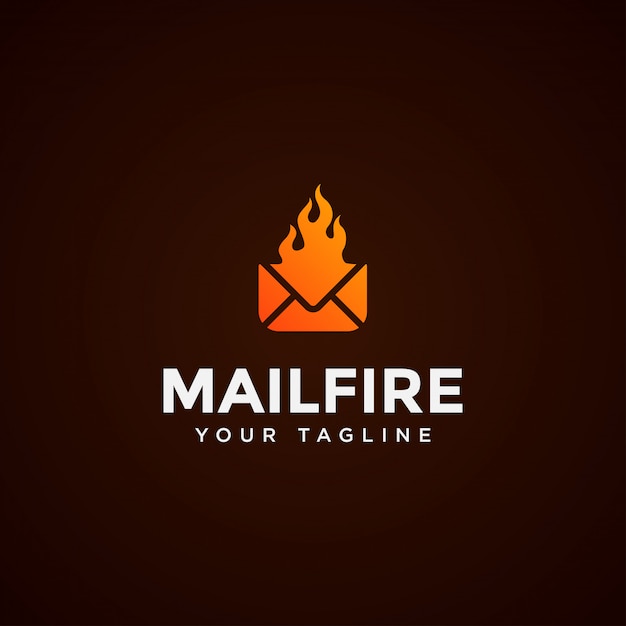 Vector plantilla de diseño de logotipo moderno de correo y fuego