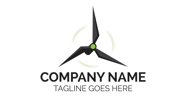 Plantilla de diseño de logotipo moderno de energía eólica de alta tecnología creativa