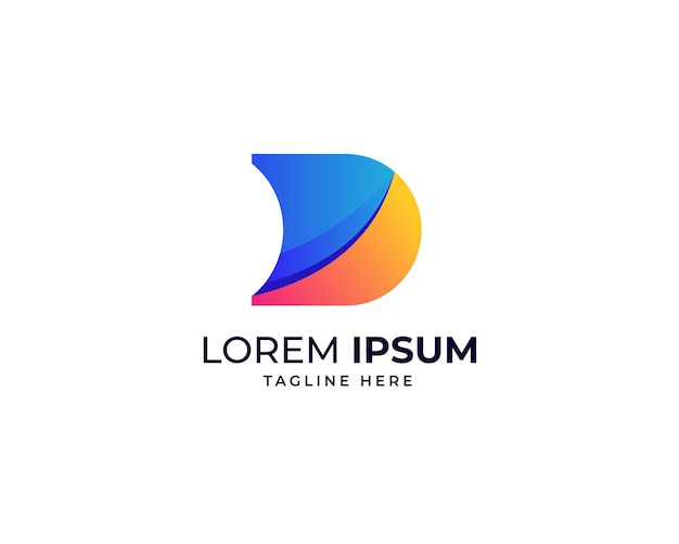 Plantilla de diseño de logotipo moderno de letra D