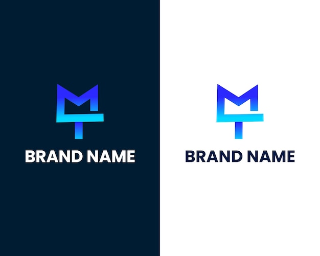 Plantilla de diseño de logotipo moderno letra t y m