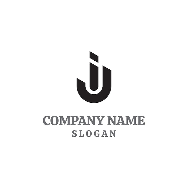 Plantilla de diseño de logotipo de monograma de letras iniciales IJ