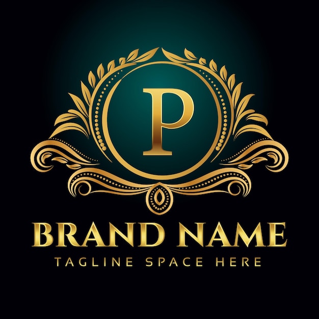 Plantilla de diseño de logotipo de monograma de lujo de letra p