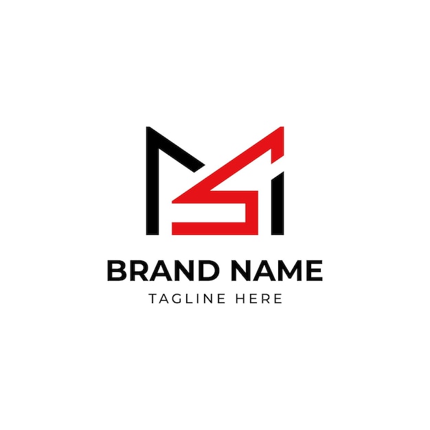Plantilla de diseño de logotipo de monograma MS o SM de letra inicial creativa